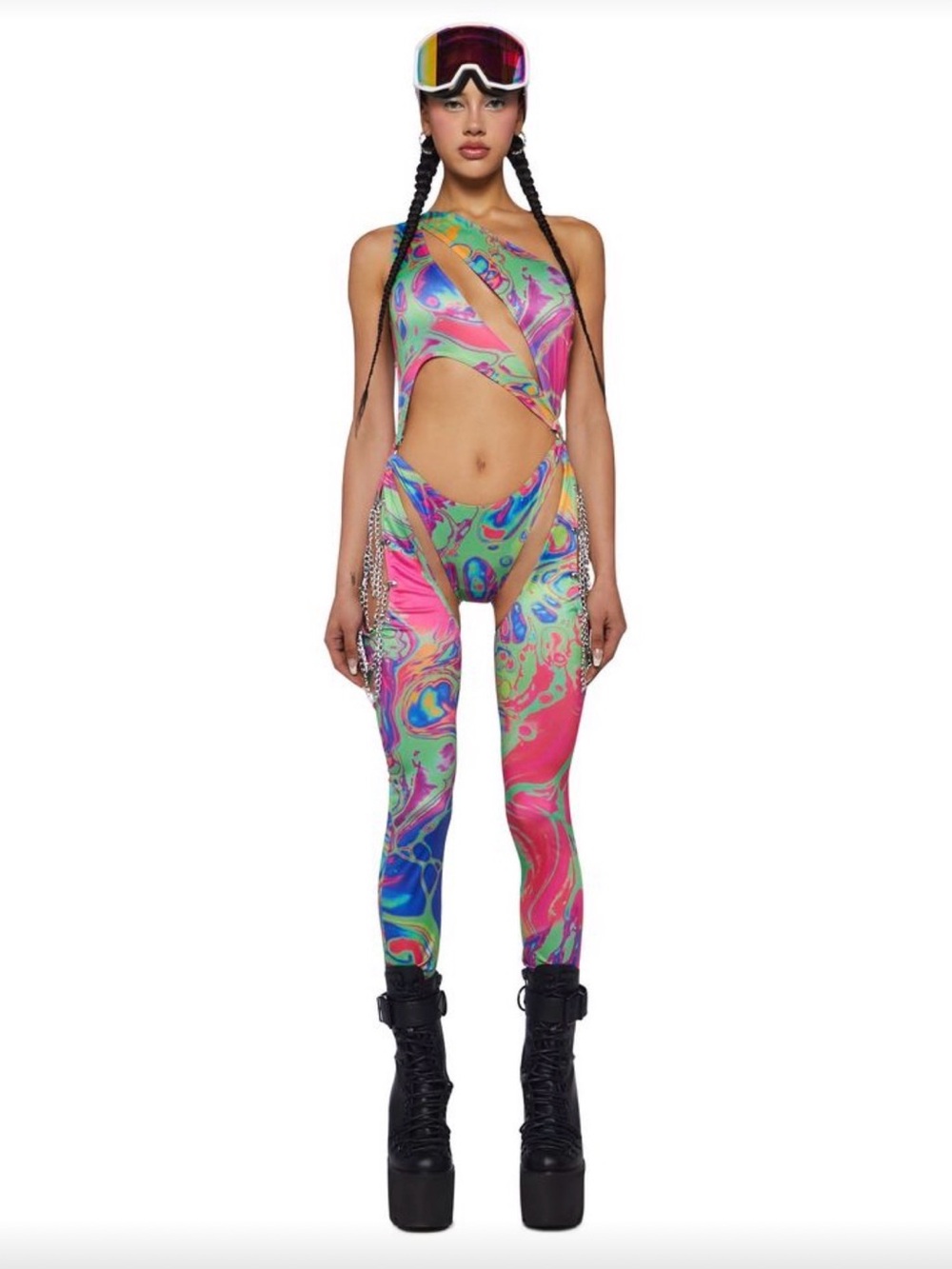 Prism Moonwalk Cut-out Catsuit- Acid Amoeba